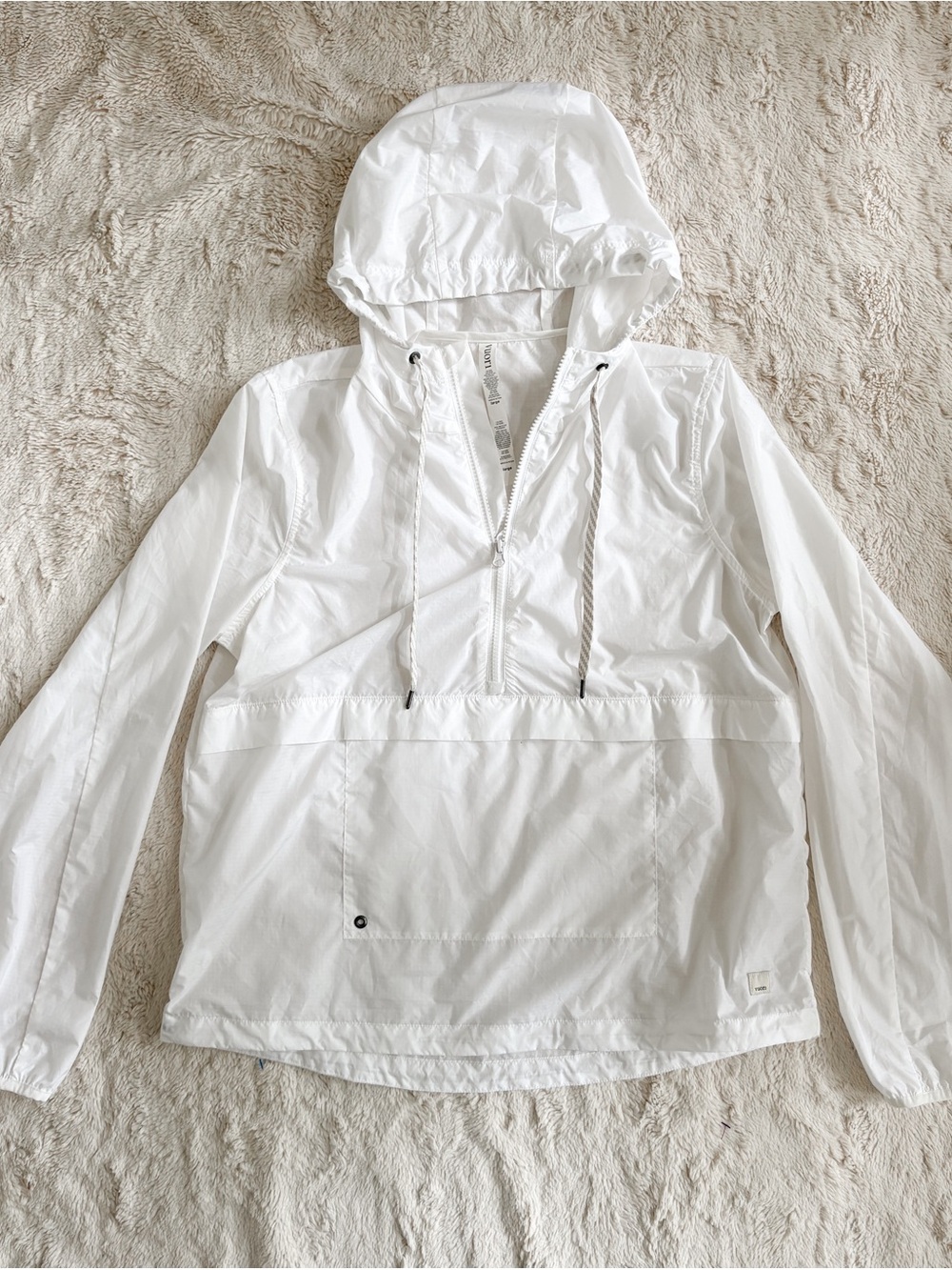 Vuori Saltwater Anorak Pullover White Hooded Windbreaker Jacket L